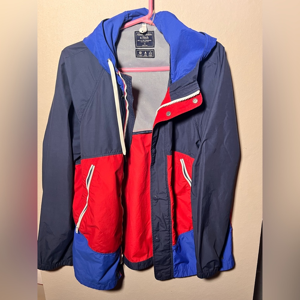 Abercrombie & Fitch Blue and Red Windbreaker jacket